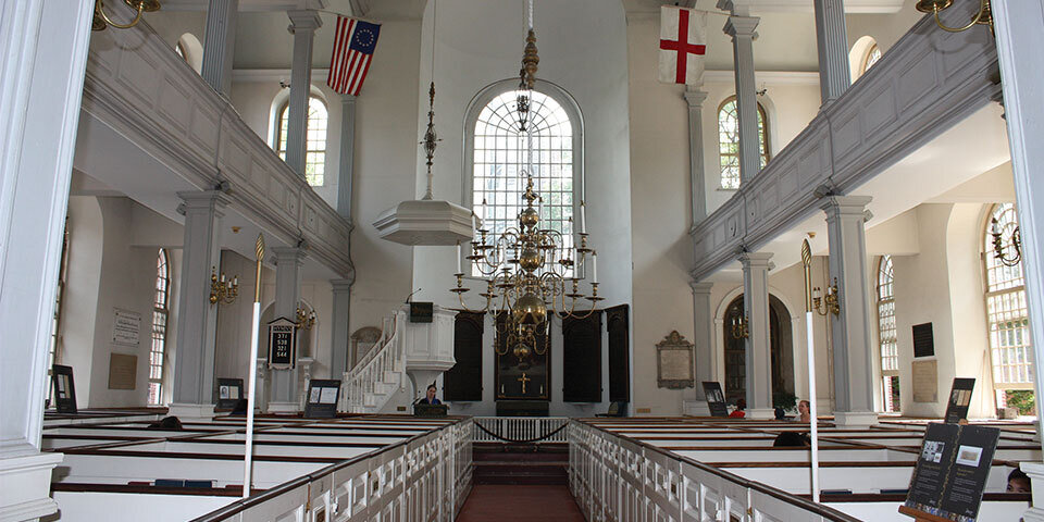 Interior of the old north church boston