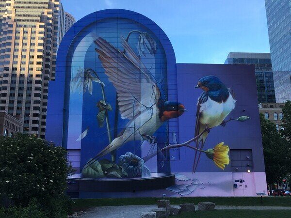 rose kennedy greenway mural of birds