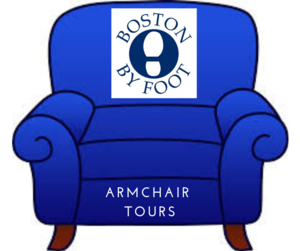 drawing of armchair with boston by foot logo