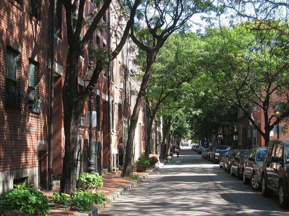Boston's Bay Village Street in Spring