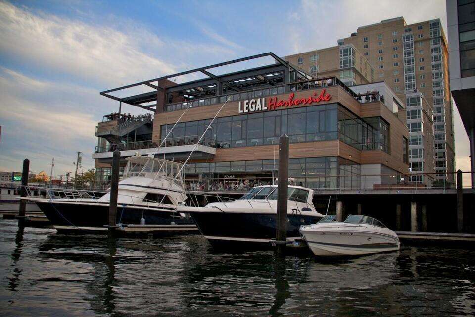 Boston Harbor with boats in docks